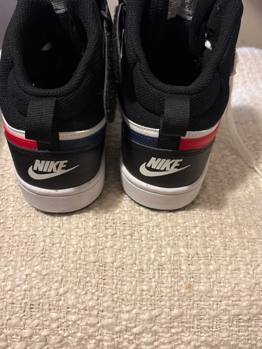 Nike Kids High-Top Sneakers in Black, White & Red